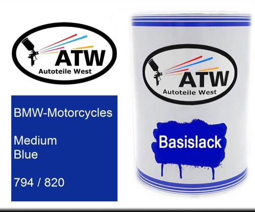 BMW-Motorcycles, Medium Blue, 794 / 820: 500ml Lackdose, von ATW Autoteile West.